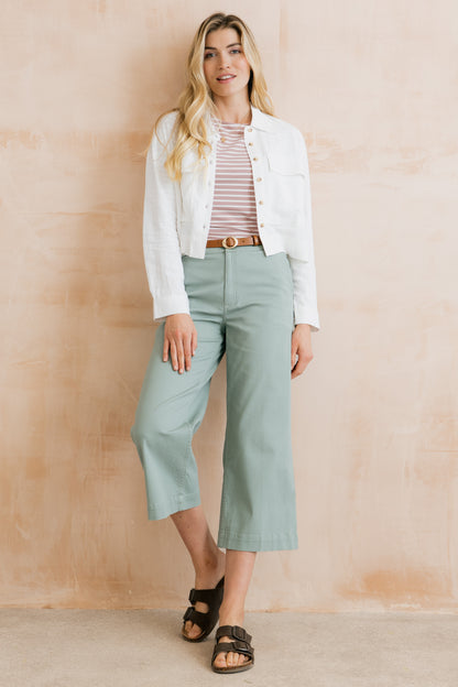 Isla Cropped Silver Sage Trouser