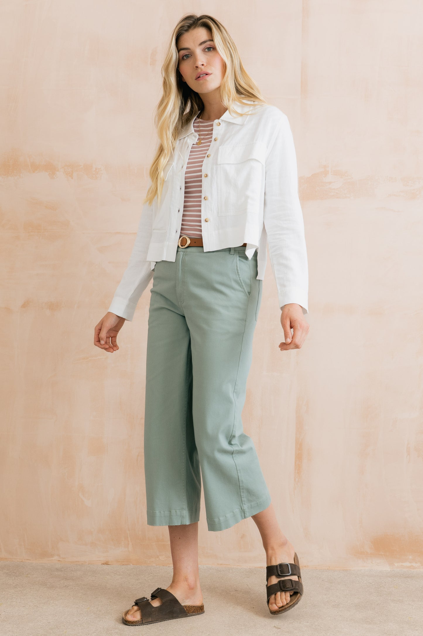 Isla Cropped Silver Sage Trouser