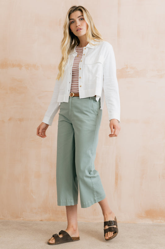Lily & Me Isla Cropped Trouser Silver Sage