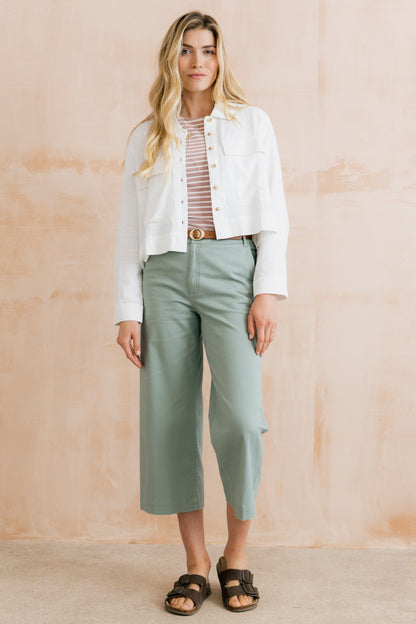 Isla Cropped Silver Sage Trouser