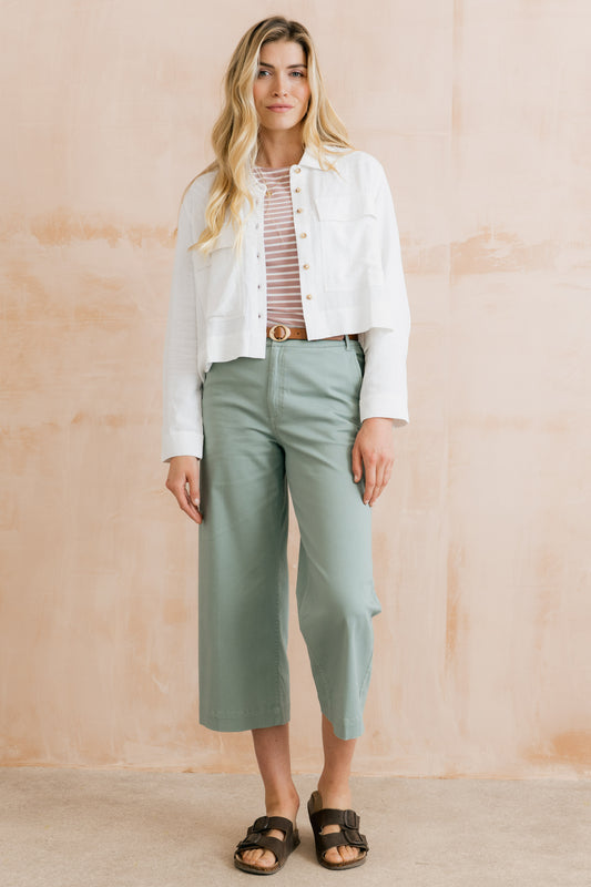 Lily & Me Isla Cropped Trouser Silver Sage