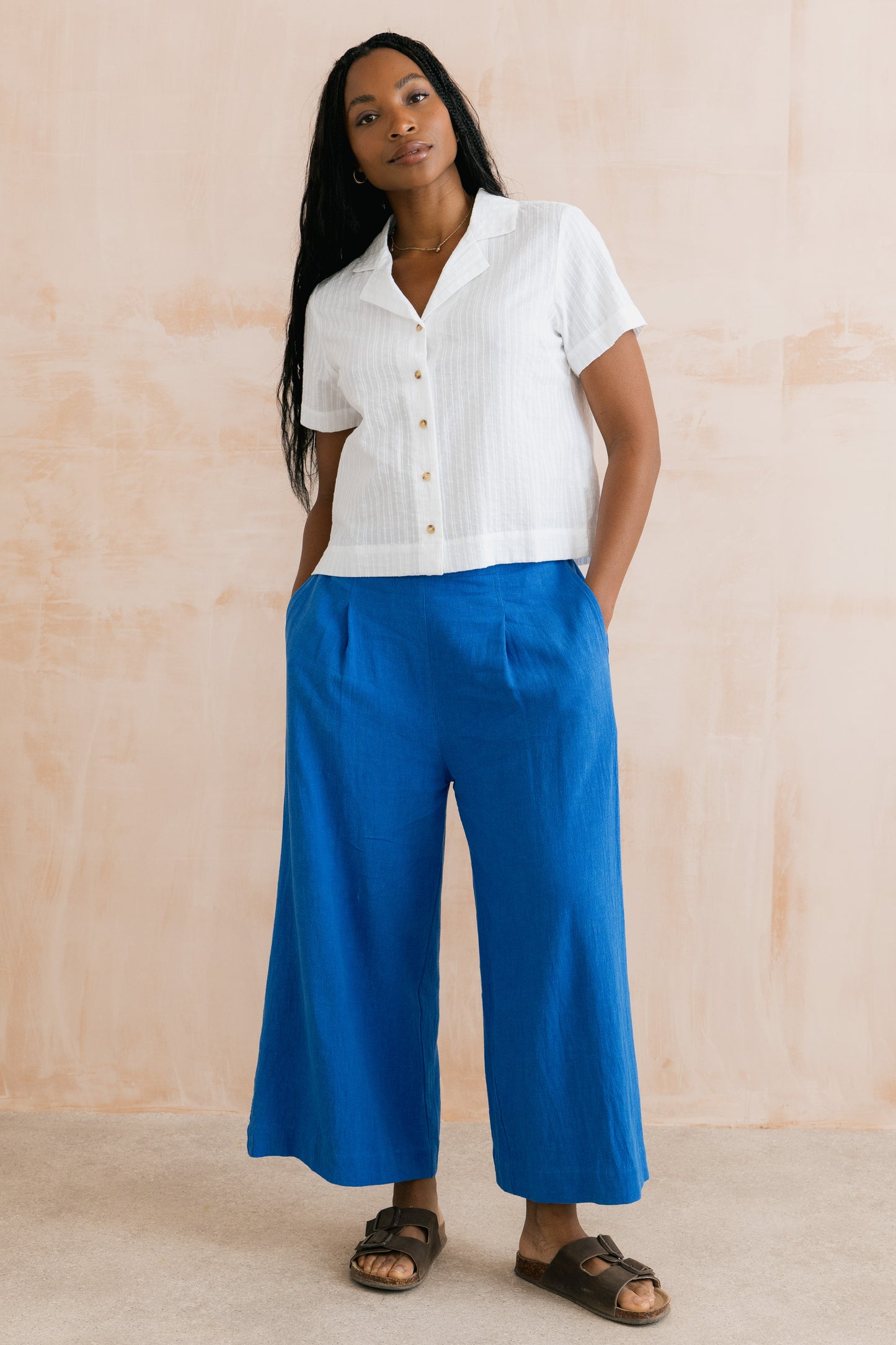Lily & Me Summer Wide Leg Culottes Cobalt