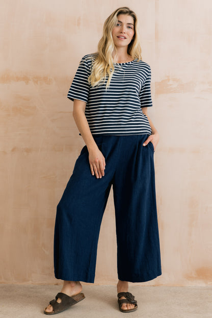 Lily & Me Summer Wide Leg Culottes Navy