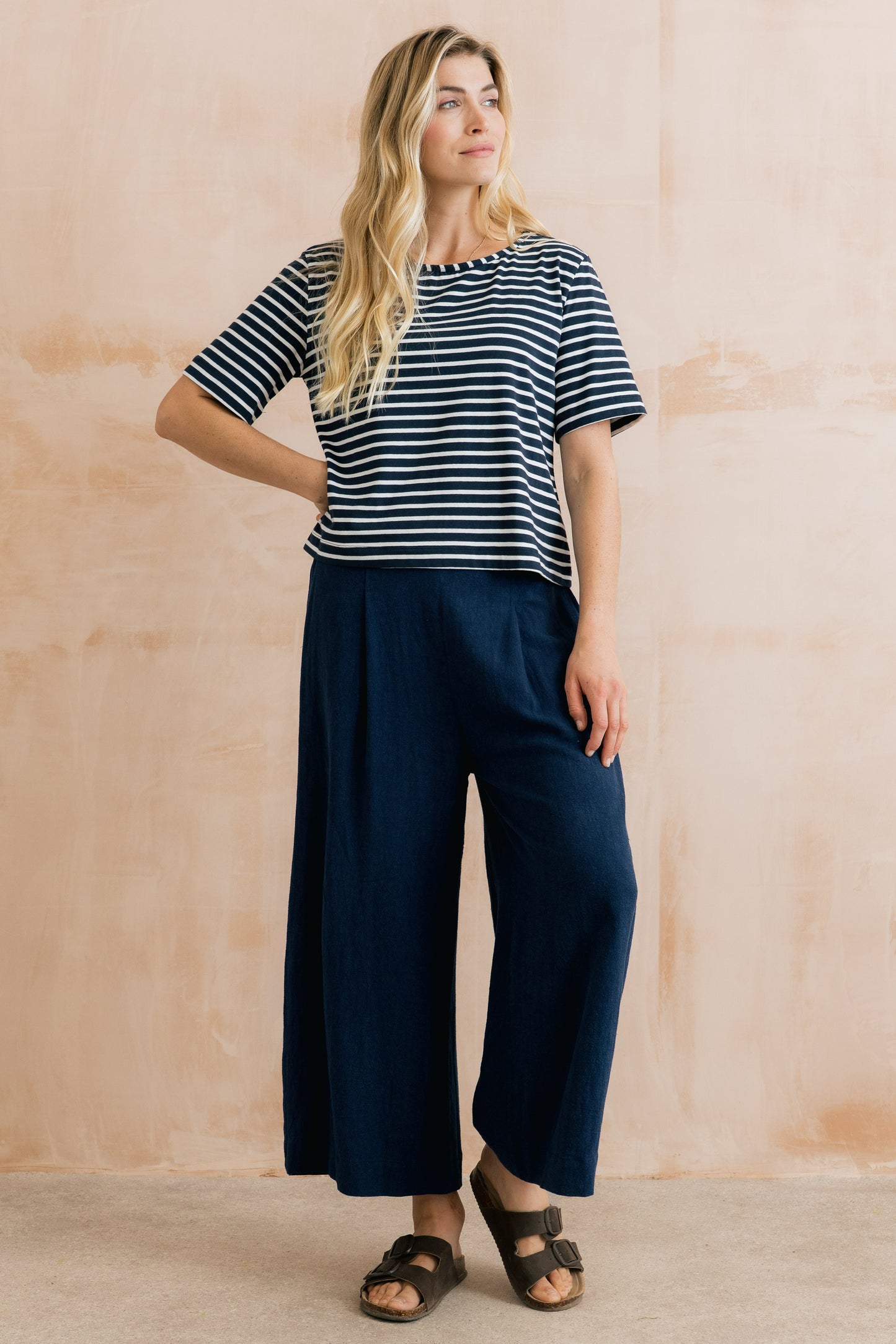 Lily & Me Summer Wide Leg Culottes Navy