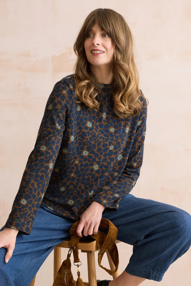 Lily & Me Cairn Printed Turtle Neck Jumper Burnt Caramel