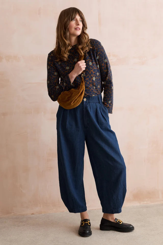 Lily & Me Cairn Printed Turtle Neck Jumper Burnt Caramel