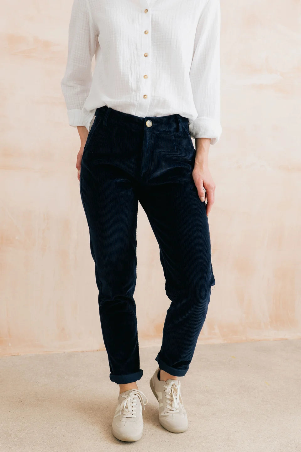 Lily & Me Brookend Stretch Jumbo Cord Trouser Navy