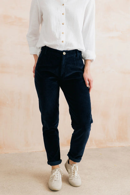Lily & Me Brookend Stretch Jumbo Cord Trouser Navy