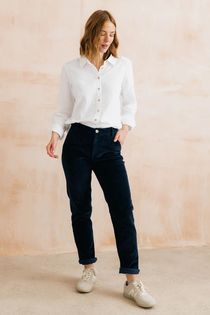 Lily & Me Brookend Stretch Jumbo Cord Trouser Navy