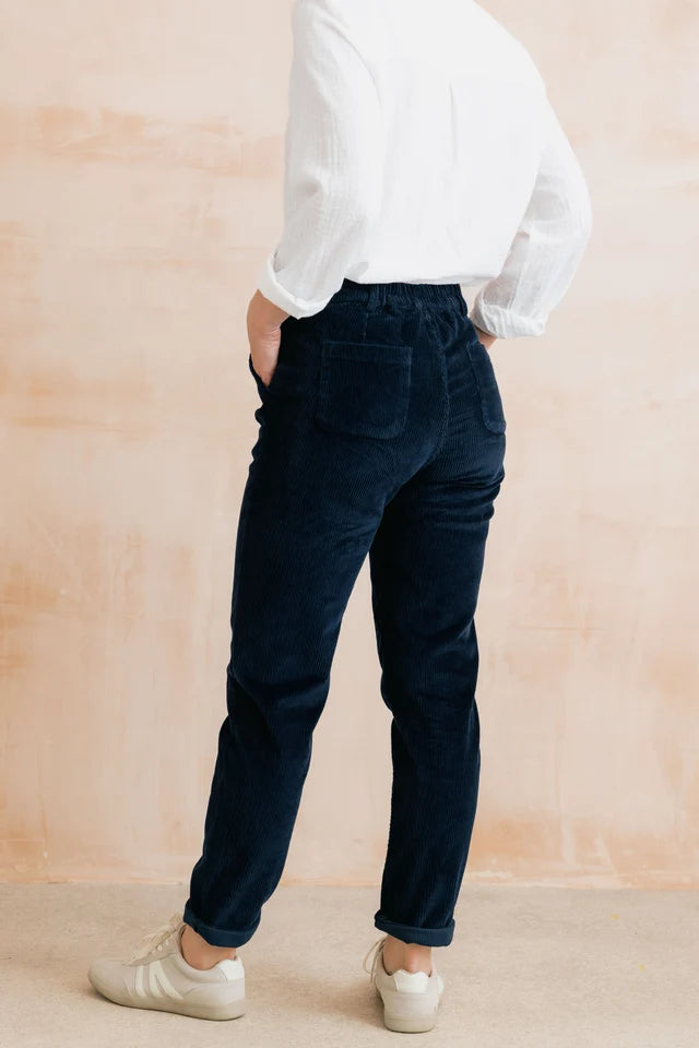 Lily & Me Brookend Stretch Jumbo Cord Trouser Navy