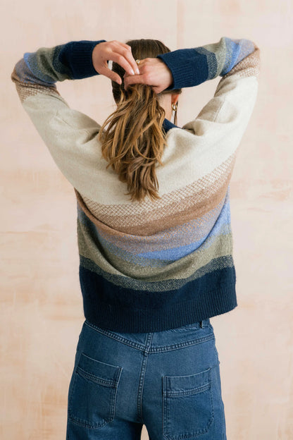 Lily & Me Artist Ombre Colour Block Knitted Jumper Oatmeal