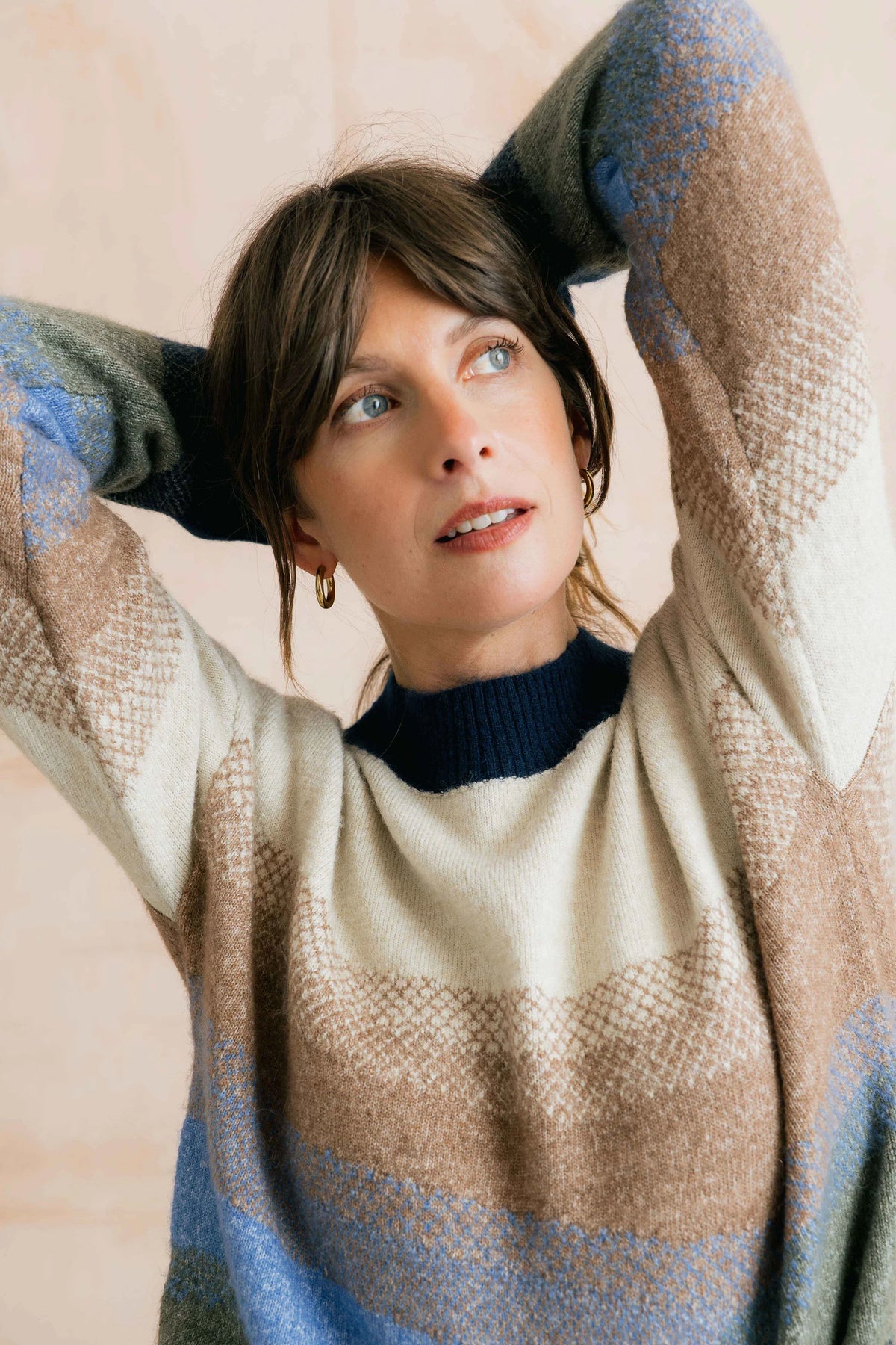 Lily & Me Artist Ombre Colour Block Knitted Jumper Oatmeal