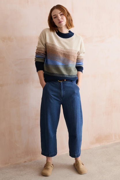 Lily & Me Artist Ombre Colour Block Knitted Jumper Oatmeal