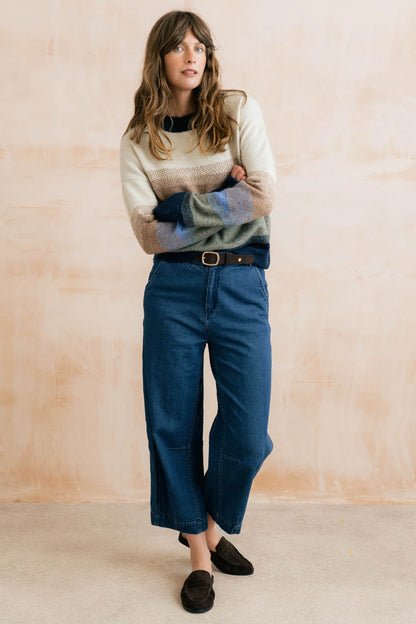 Lily & Me Artist Ombre Colour Block Knitted Jumper Oatmeal