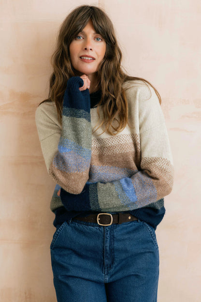 Lily & Me Artist Ombre Colour Block Knitted Jumper Oatmeal