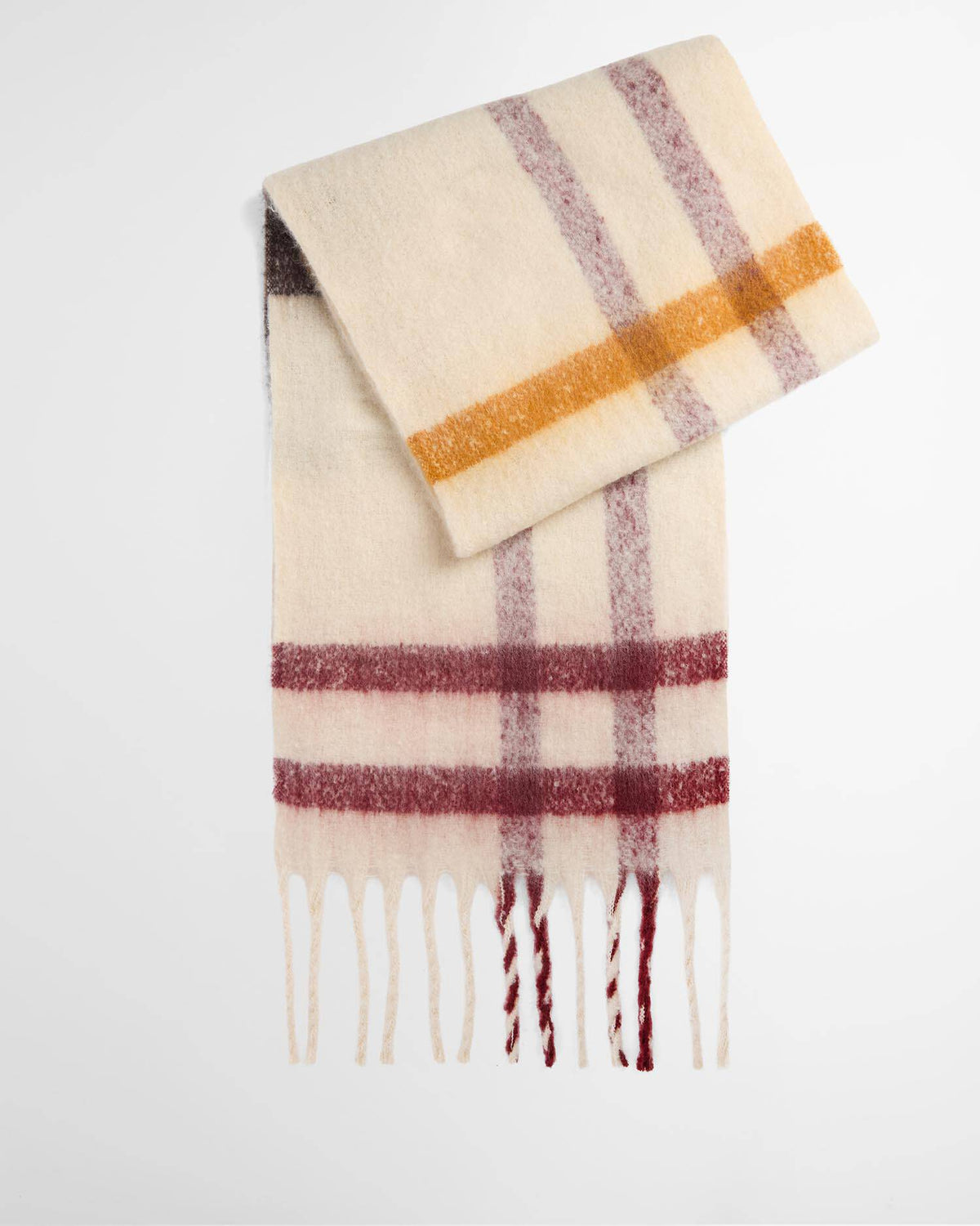 Barbour Isla Tartan Boucle Scarf Ecru Muted Tartan