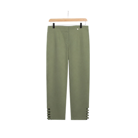 Lena 09 Ankle Grazer Trousers Khaki Green