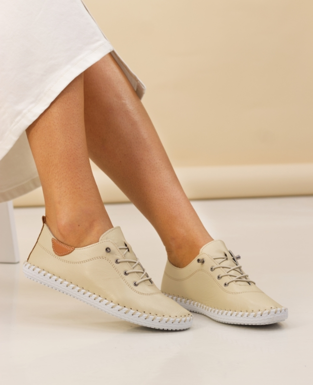 Lunar Shoes St Ives Plimsolls Cream