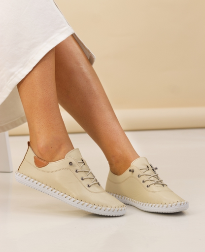 Lunar Shoes St Ives Plimsolls Cream
