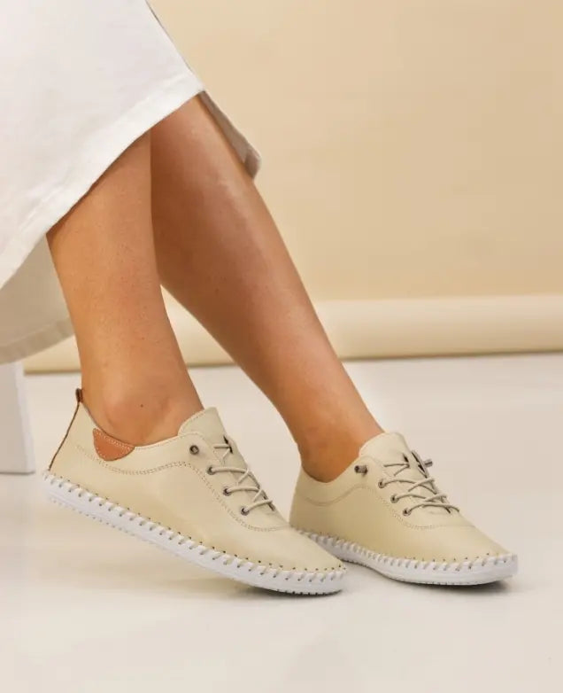 Lunar Shoes St Ives Plimsolls Cream