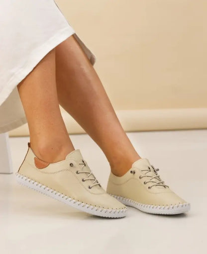 Lunar Shoes St Ives Plimsolls Cream