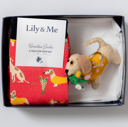 Daisy Dog Socks and Keyring Giftbox