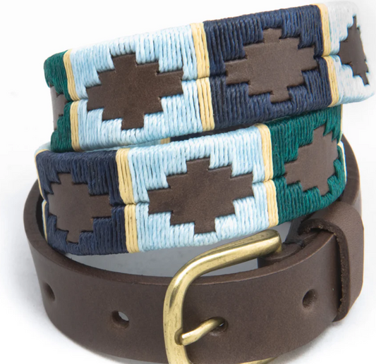 Narrow Pioneros Belt Green/Pale Blue/Navy