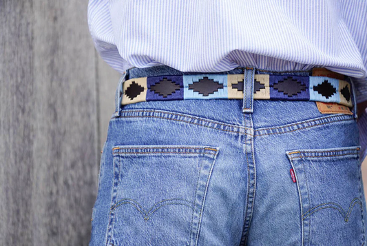 Wide Pioneros Belt Navy/Pale Blue/Beige