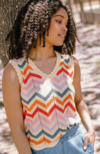 Rosy V-Neck Knit Vest