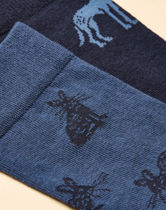 Joules Kingsbury Blue 2 Pack Socks Multi Colour