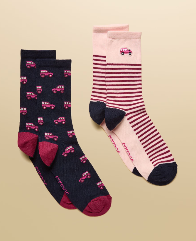 Everyday Navy/Pink 2 Pack Socks