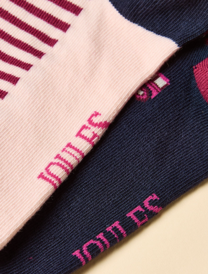 Everyday Navy/Pink 2 Pack Socks