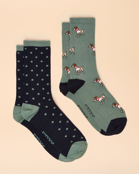 Everyday Green/Blue 2 Pack Socks