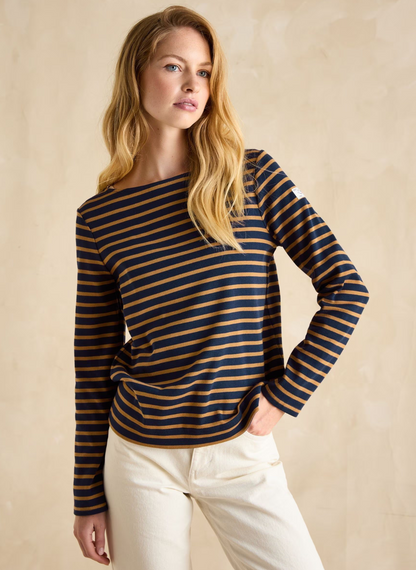 Harbour Navy & Tan Stripe Breton Top