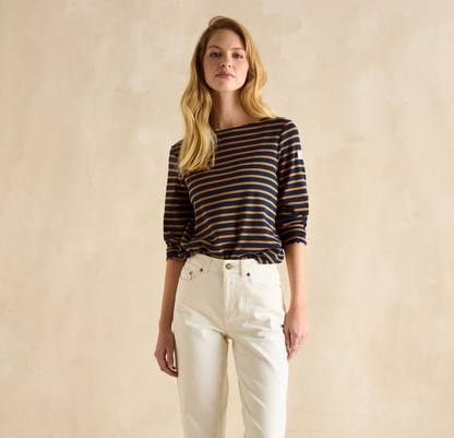 Harbour Navy & Tan Stripe Breton Top
