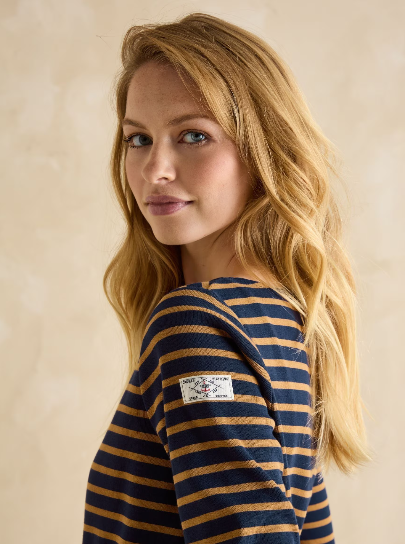 Harbour Navy & Tan Stripe Breton Top