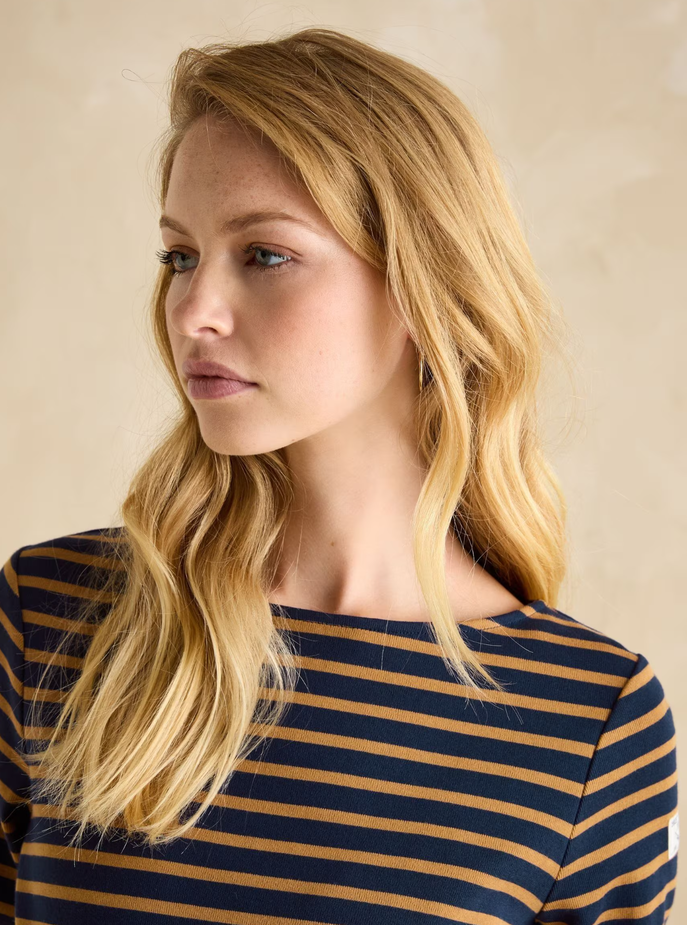 Harbour Navy & Tan Stripe Breton Top