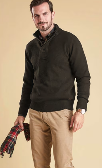 Patch Half Button Lambswool Sweater