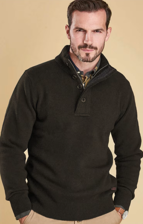 Patch Half Button Lambswool Sweater