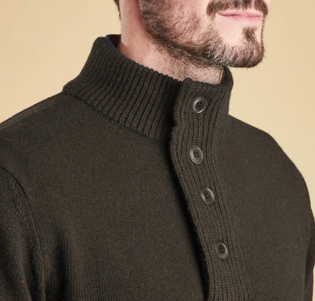 Patch Half Button Lambswool Sweater