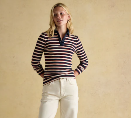 Fairfield Ribbed Navy & Red Polo Shirt