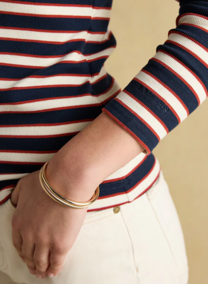 Fairfield Ribbed Navy & Red Polo Shirt