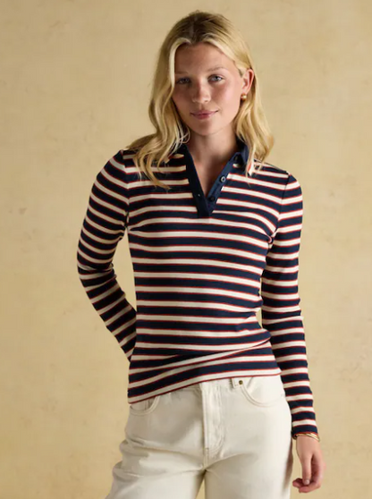 Fairfield Ribbed Navy & Red Polo Shirt