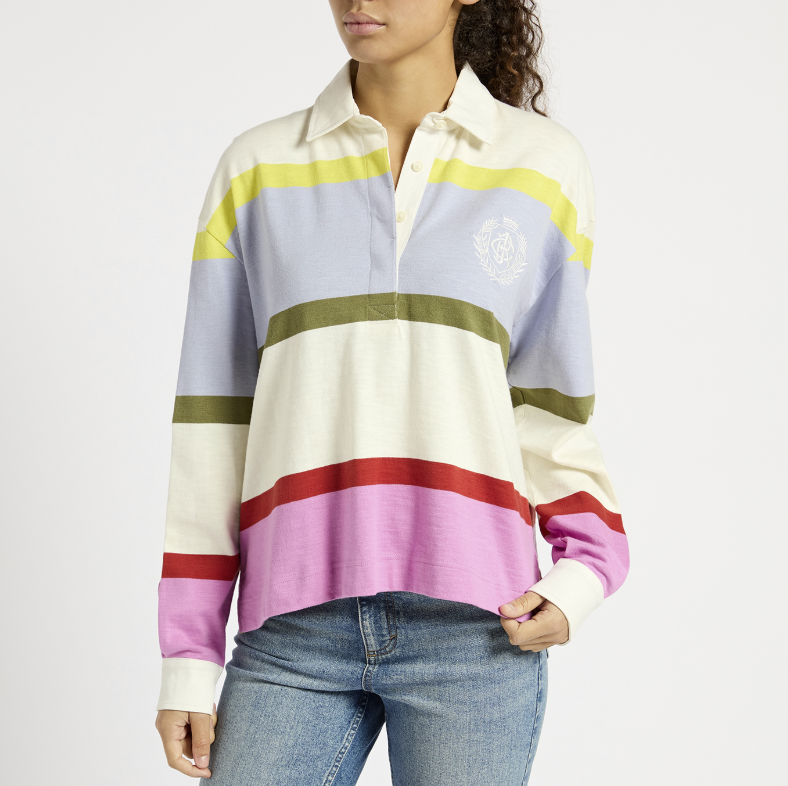 Lara Multi Stripe Boxy Fit Rugby Shirt
