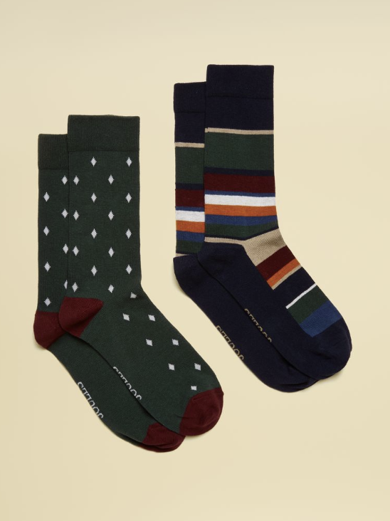 Kingsbury Multi Stripe 2 Pack Socks