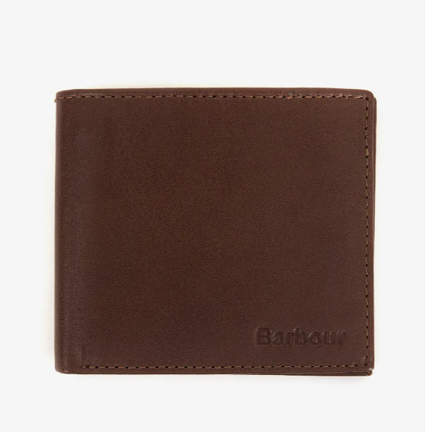 Barbour Colwell Leather Billfold Wallet Brown