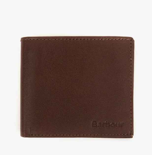 Barbour Colwell Leather Billfold Wallet Brown