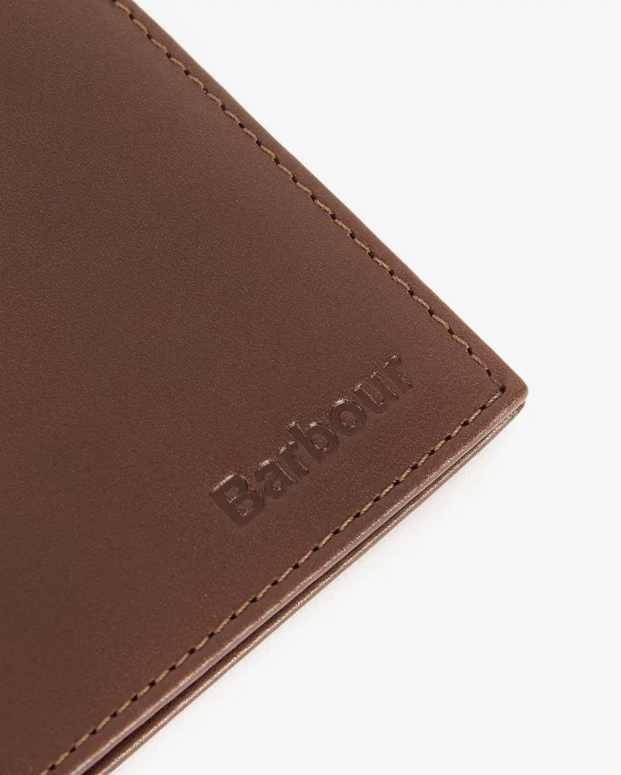Barbour Colwell Leather Billfold Wallet Brown