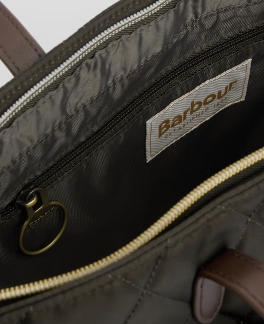Barbour Quilted Tote Bag Olive