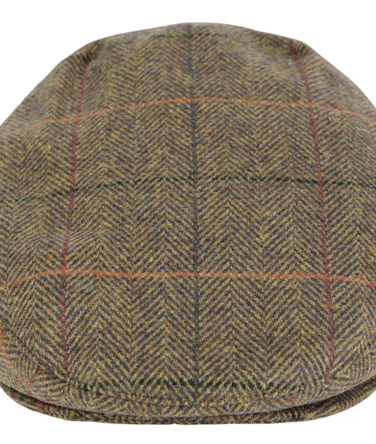 Barbour Wilkin Flat Cap Olive Herringbone